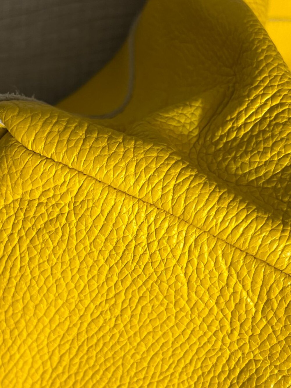 Italian Genuine Leather Yellow Tote Bag Pebbled Leather Shoulder Bag Borse in Pe - Picture 5 of 10